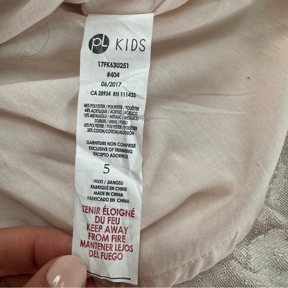 PL Kids Cream Rose Gold Holiday Christmas Dress Short Sleeve Girls Size 5 - Picture 4 of 6